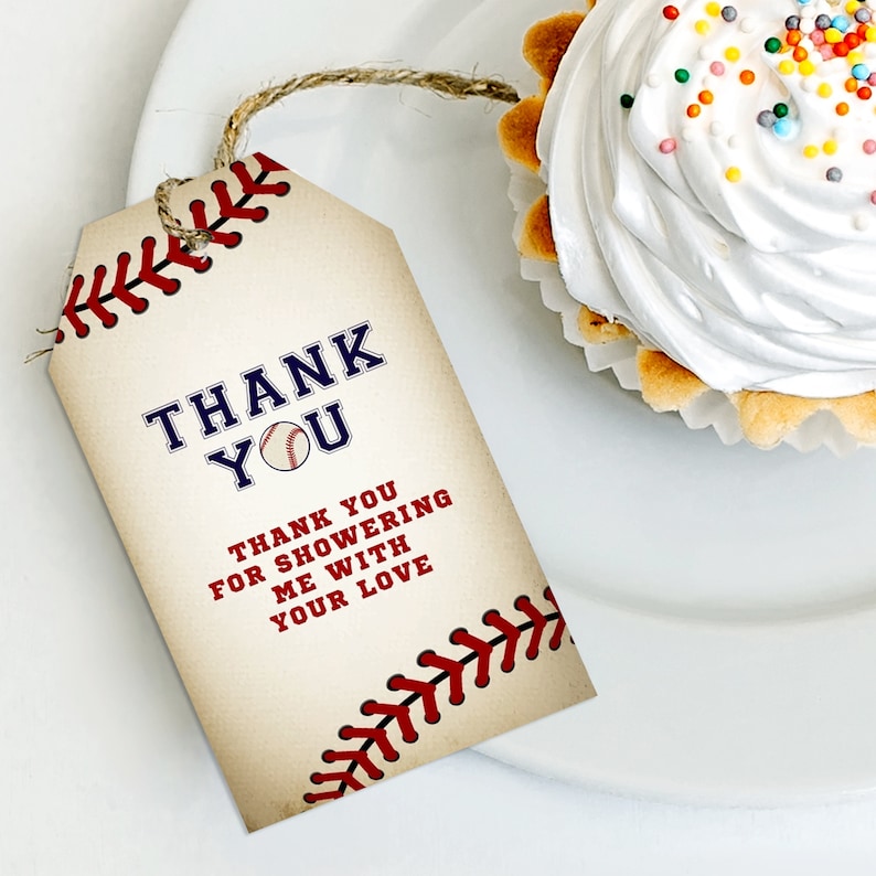 Baseball Favor Tag Gift Tags Printable Favor Tags Thank You Etsy