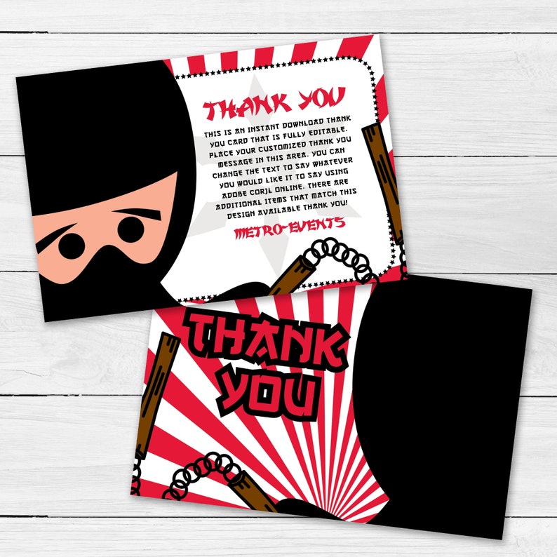 Ninja Thank You Cards, Thank You Card, Warrior Thank You Cards, Ninja Warrior Thank You Cards, Ninja Kid Thank You Cards, Thank You Notes image 4