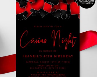 Casino Night Invitation, Las Vegas Party Invitations, Printable Casino Invitations, Poker Night Invitation, Corjl Template, Instant Download