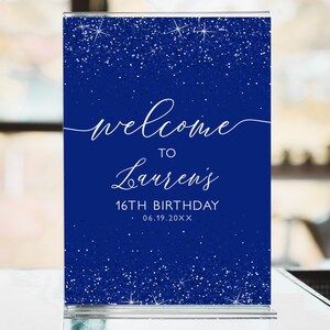 Blau Glitzer Prinzessin Willkommensschild: Sweet Sixteen Party (Corjl Template) Bild 4