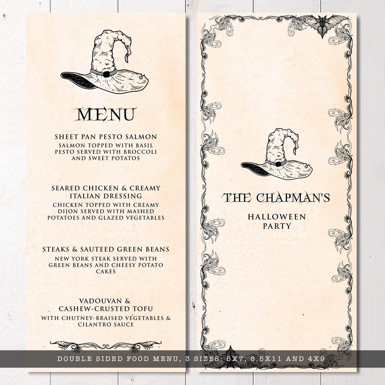 Vintage Witch Food Menu Halloween Menu Custom Dinner Menu Etsy