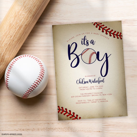 Vintage Baseball Baby Shower Invitation, Couple's Sports Baby Shower Invitations, Printable Invitation, Baby Shower For Boys Il_570xn