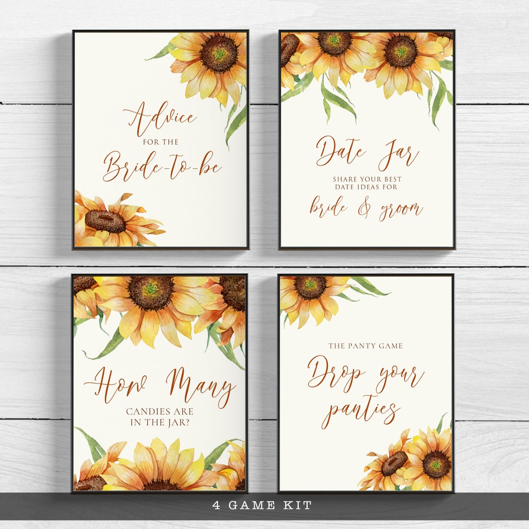 Sunflower Bridal Shower Printable Games and Activities - Etsy