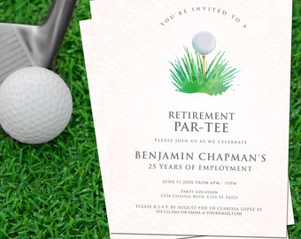 Golf Retirement Party Invitations, Golf Invitations, Golfing Invite, Printable Invitation, Golfing Par-tee, Instant Download, Corjl Template