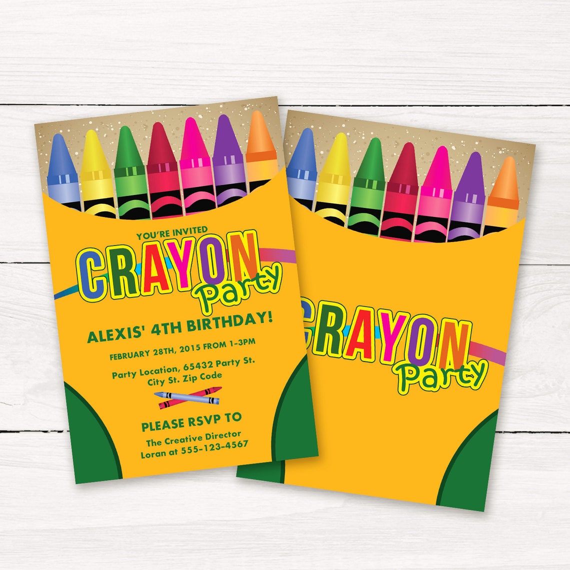 Crayon Color Party Invitations Crayon Party Invitations Etsy
