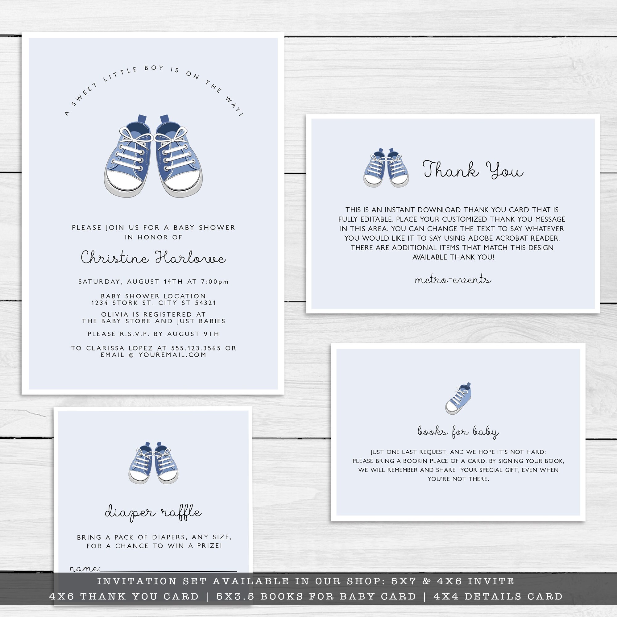 Blue Baby Shower rsvp card Baby Shoe RSVP Card RSVP Card Etsy