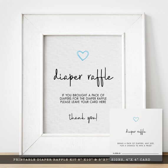 Diaper Raffle Sign, Contemporary Blue Sign, Instant Download, Baby Shower Signs, Baby Shower Sign, Printable Shower Sign, Boy Baby Shower Il_570xn