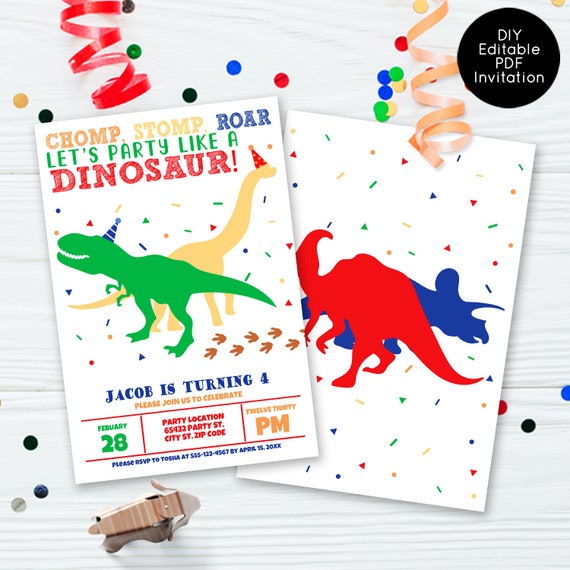 Dinosaur Birthday Invitation,Dinosaur Invitation, Dinosaur Party, Dinosaur Birthday, T-Rex Invitations, Dinosaur Il_570xn