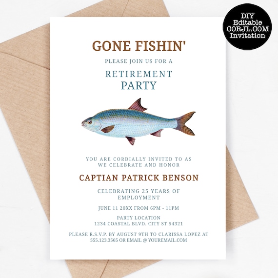 Fishing Retirement Party Invitations, Gone Fishing Retirement Party  Invitations, Retirement Invites, Printable Invitations, Instant Download -   Australia