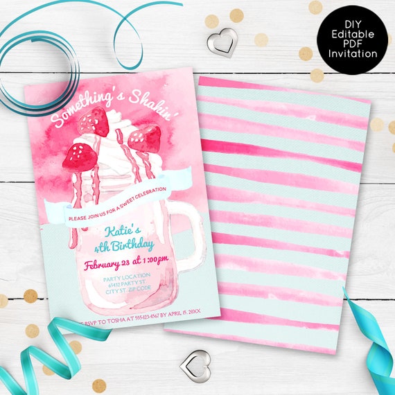 Ice Cream Party Invitations, Milkshake Invitations, Ice Cream Social Invitations, Retro Ice Cream Parlor Invitations, Printable Invitations Il_570xn