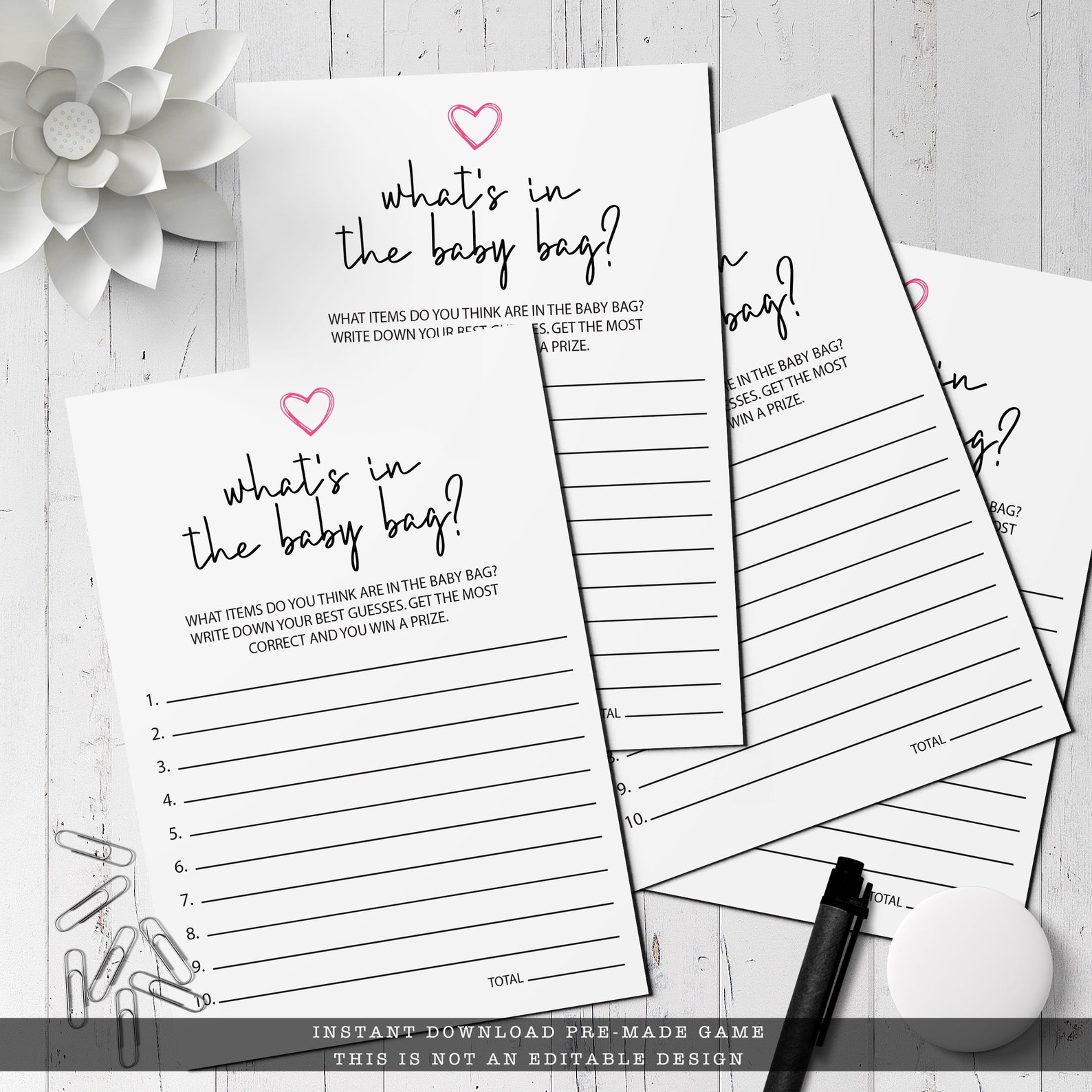 Pink Baby Shower Game Whats in the Bag Baby Shower Game Etsy