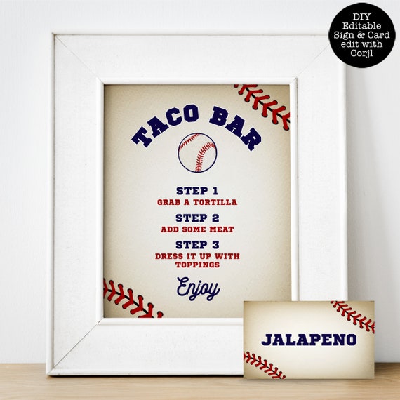 Baseball Food Signs Food Label Baseball Themed Food Signs Etsy