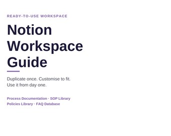 Szablon Notion Workspace dla małych firm | Gotowa baza wiedzy | Standardowe procedury operacyjne, zasady, dokumenty dotyczące procesów i FAQ | Natychmiastowe pobranie