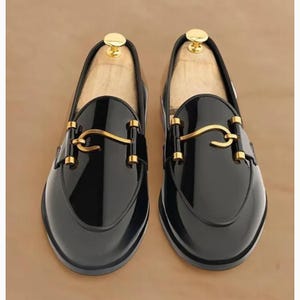 Men's Handmade Black Patent Leather Dress Shoes