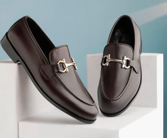 Handmade Brown Leather Horsebit Loafers | Luxury Slip-On Dress Shoes