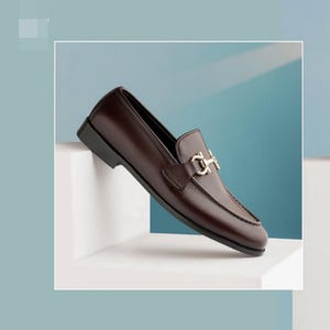 Handmade Leather Loafers with Horsebit Detail, premium full‑grain leather, cushioned insole, slip‑on dress shoes, brown