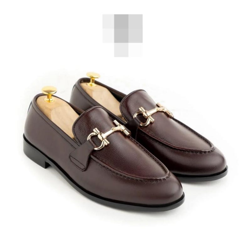 Handmade Leather Loafers with Horsebit Detail, premium full‑grain leather, cushioned insole, slip‑on dress shoes, brown