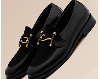 Black Suede Horsebit Loafers | Italian Leather Mens Dress Shoes | Handmade Slip On Moccasins