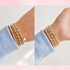 Pulsera apilable de cuentas chapada en oro de 14k / Joyería delicada e impermeable