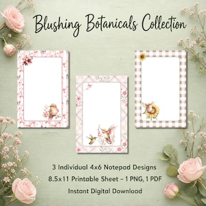 Hummingbird Floral Notepad Bundle | 4x6 Watercolor Stationery Designs (Digital Download)