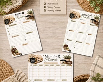 Dog Mom Planner Bundle | 5x7 Printable Daily Weekly Monthly Planner Pages | (Digital Download)