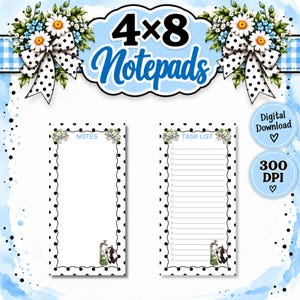 Tuxedo-Katze Notizblock-Set | 4x8 Notizen & Aufgabenliste zum Ausdrucken | Katzen-Schreibwaren | Daisy-Notizblockseiten | Digitaler Download
