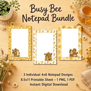Honeybee Notepad Bundle | 4x6 Bee Stationery Bundle (Digital Download)