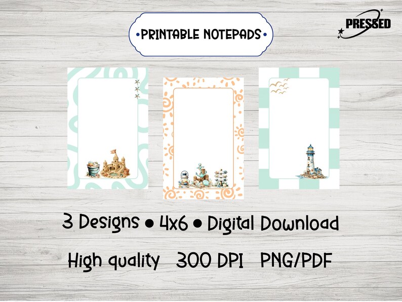 Coastal Watercolor Notepad Designs | Beach Theme Stationery (digital ...