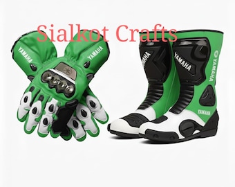 Yamaha Racing Motorcycle  Racing Boots - Professional Motorbike Protective Gear - Handmade