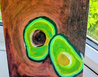 Lienzo pintado a mano con aguacate