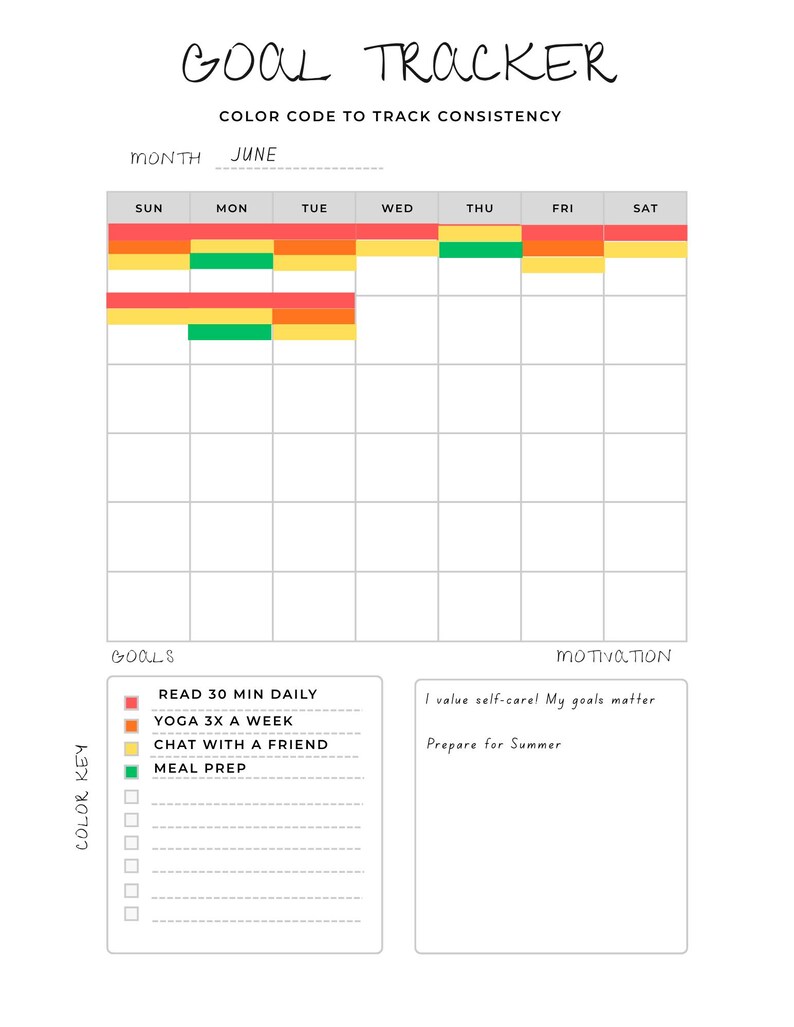 Monthly Goal Habit Tracker Printable | Habit Tracker PDF | Productivity ...