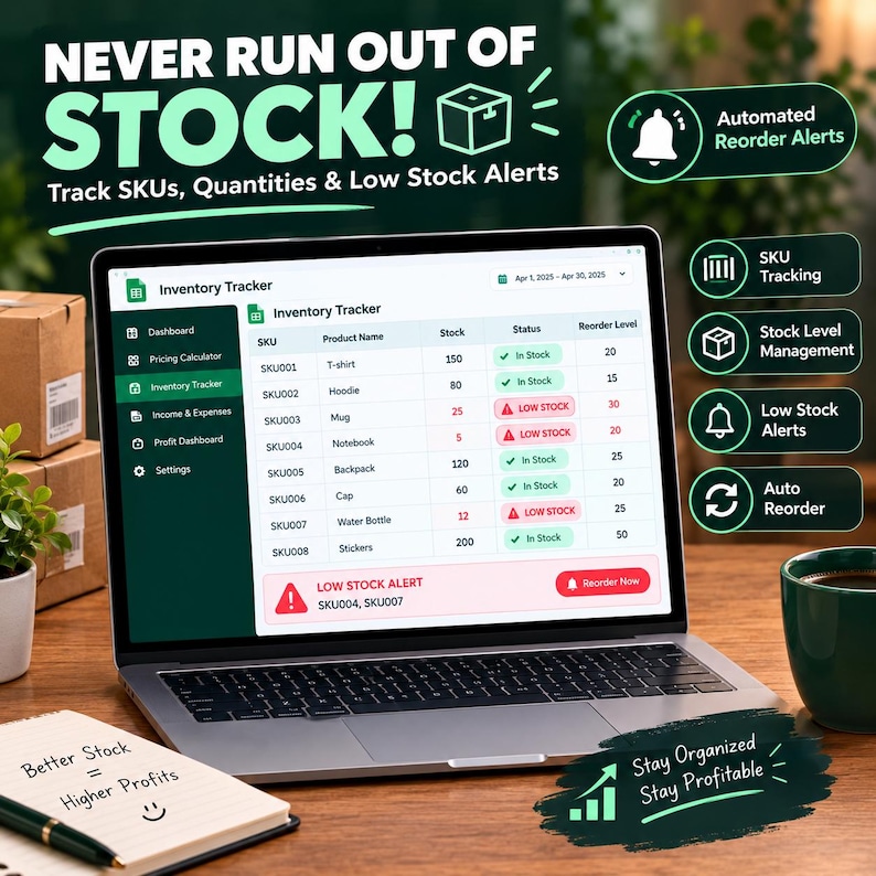 Pricing Calculator & Inventory Tracker Google Sheets, Small Business ...