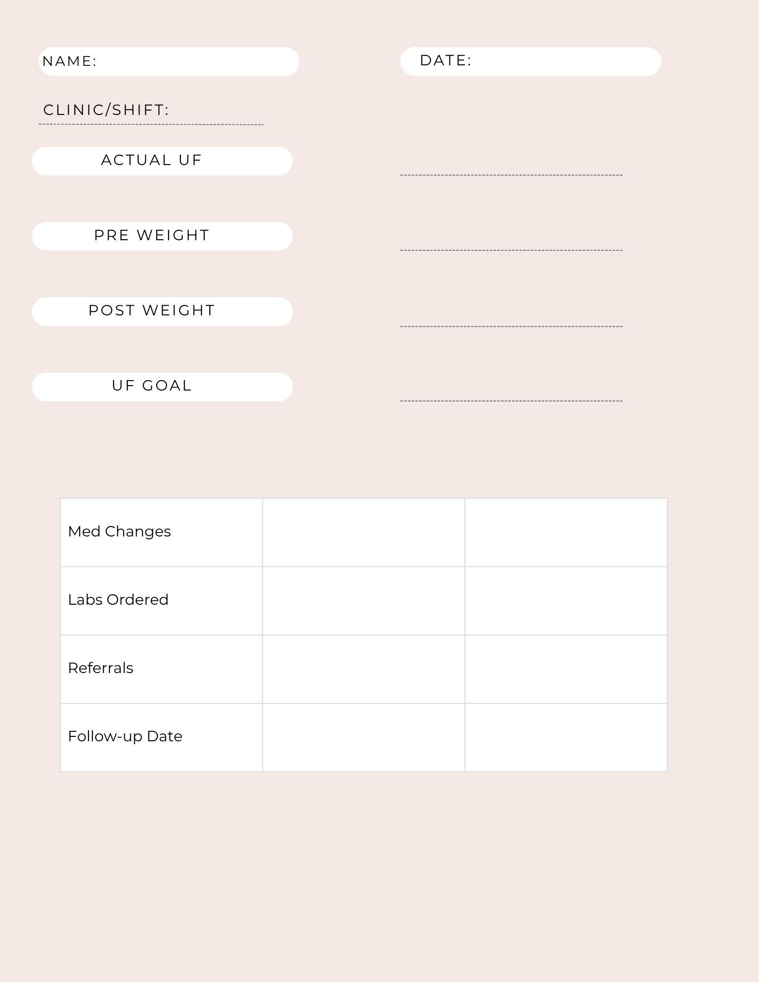 Dialysis Rounding Notebook Dialysis Nurse Practitioner Rounding Worksheet | Nephrology Clinic ...