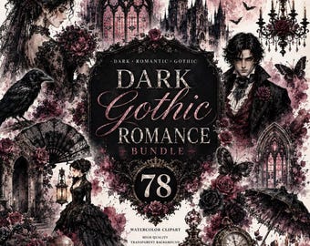 Dark Gothic Romance Victorian Woman Clipart | Watercolor PNG (Digital Download)