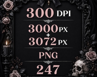 Gothic Halloween Clipart Bundle, Dark Fantasy PNG Collection, Spooky Elements (Digital Download)