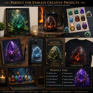 Crystal Dragon Eggs Bundle | Fantasy PNG Images, Animated MP4 Videos (Digital Download) image 7