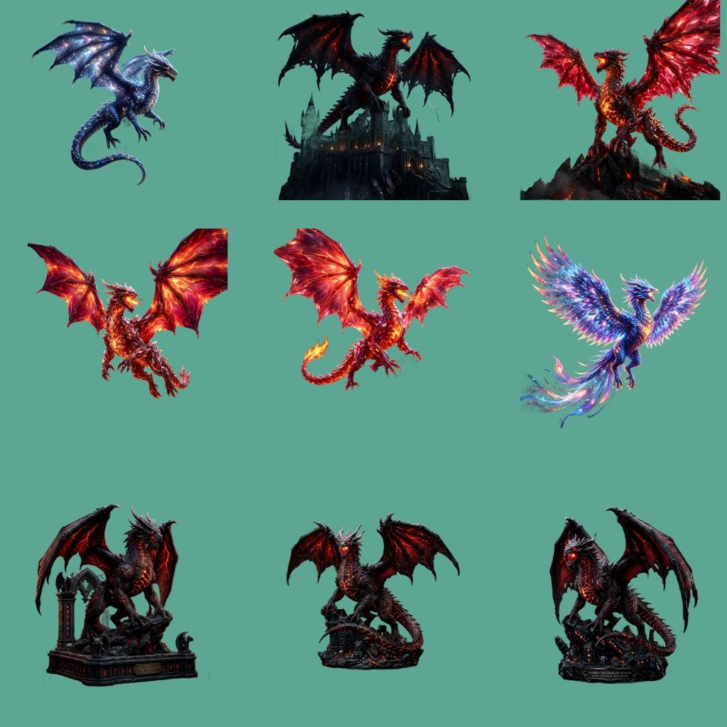 3D Celestial Crystal Dragon PNG Bundle | 62 Fantasy Designs (digital ...