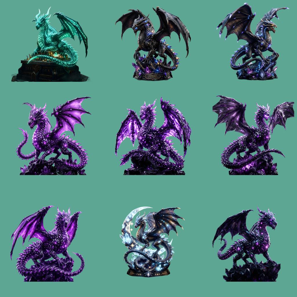 3D Celestial Crystal Dragon PNG Bundle | 62 Fantasy Designs (digital ...