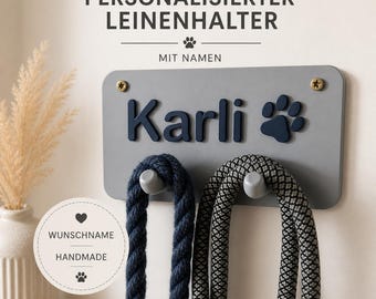 Personalisierter Hundeleinenhalter mit Namen | Dog Leash Holder Wand | Geschenk für Hundebesitzer | Personalisierte Hunde Deko