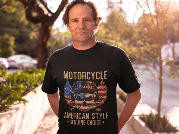 Motorcycle Skull Shirt | American Style Biker Wings Tee | Vintage Cruiser Rider Apparel