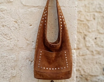 Genuine Leather Hobo Bag, Handmade Boho Shoulder Bag, Soft Minimalist Leather Tote, Elegant Everyday Bag , gift for her