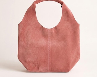 Genuine Leather Hobo Bag, Spacious Shoulder Tote, Lightweight Handcrafted Leather Bag, Soft Suede Finish, Multiple Colors , Gift for Her