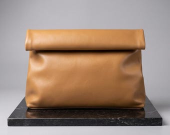 Handmade Leather Clutch, Fold Over Leather Pouch, Minimalist Leather Bag, Moroccan Leather Purse, Travel Document Holder, Artisan Gift