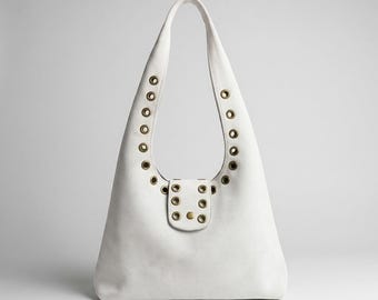 Leather Shoulder Bag for Women, Handmade Leather Handbag, Boho Tote Purse, Moroccan Bag, Studded Handle Bag, Unique , Holiday Gift