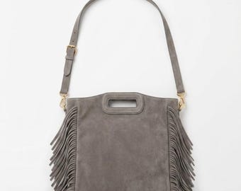Genuine Suede Leather Fringe Crossbody Bag, Handmade Boho Shoulder Bag, Lightweight Spacious Bag, Casual Chic Style , gift for her