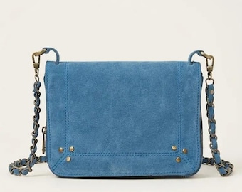 Genuine Leather Crossbody Bag, Handmade Small Shoulder Bag with Chain, Compact Moroccan Leather Purse, Elegant Boho Style , Gift for Her