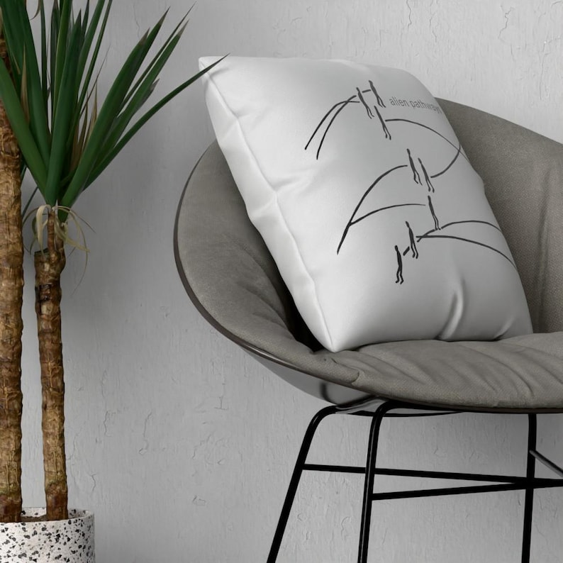 Alien Pathways Linocut Canvas Cushion | Black & White Urban Art Pillow ...