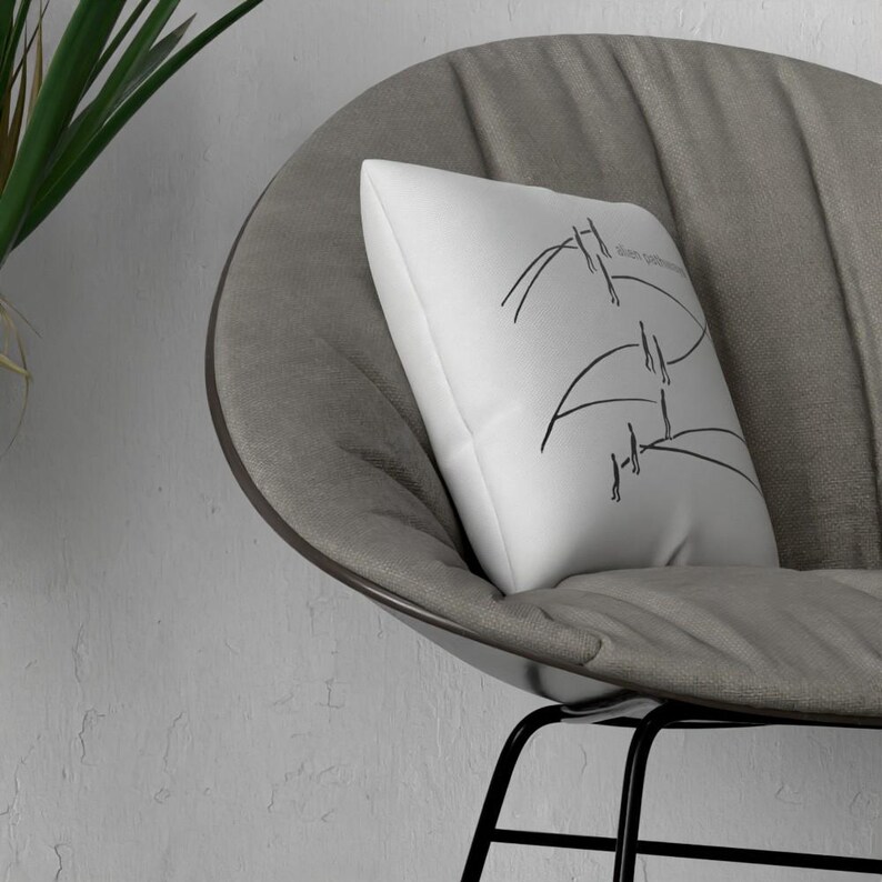 Alien Pathways Linocut Canvas Cushion | Black & White Urban Art Pillow ...