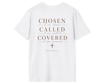 Christian T Shirt: Chosen, Called, Covered Faith Apparel – Minimal Inspirational Religious Tee