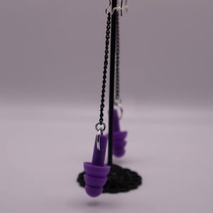 Ear plug earrings for gauged ears sensory jewelry noise reduction hearing protection purple